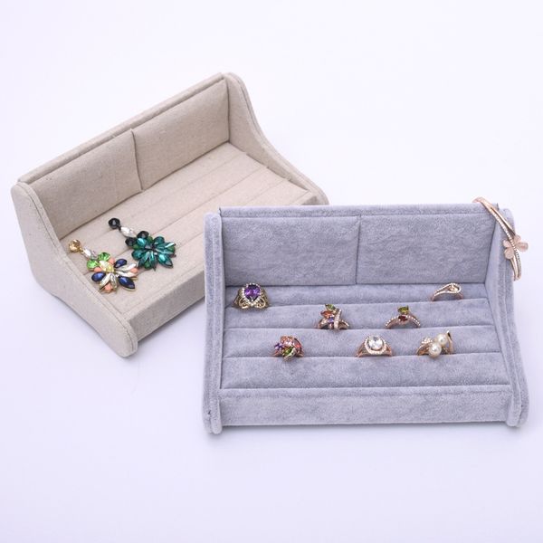 

ddisplay forever lover linen ring jewelry display special ice velvet earring studs window display stand big sofa shape grey jewelry holder, Black
