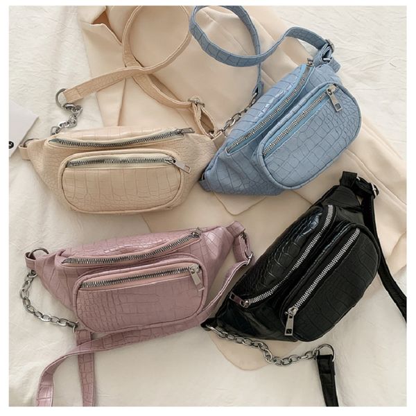 

stone pattern waist bag for women 2020 women's casual crossbody messenger bags female chest phone pouch chain lady mini handbag