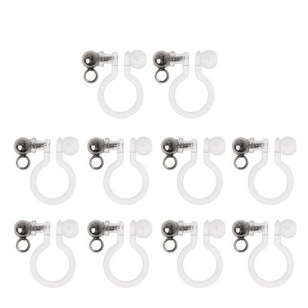 

10pcs invisible clip on earring converter allergy-resin non pierced earring, Silver