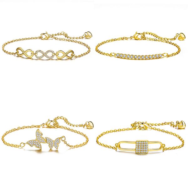 

17km 4 round cubic zirconia tennis bracelet for women 2019 new gold charm bracelets & bangles femme wedding jewelry accesorios, Golden;silver