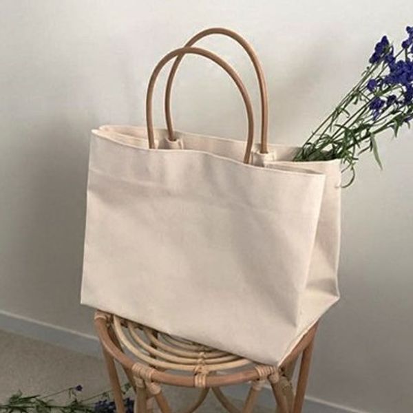 

pure color canvas women handbag large design women bag female big tote lady shoulder bags bolsa