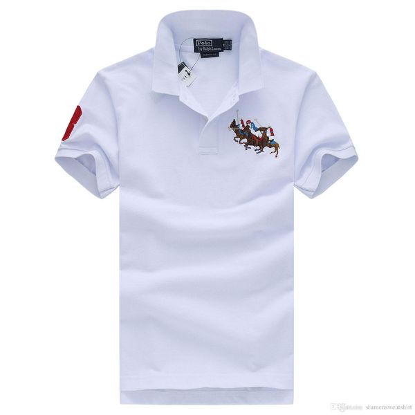 

designer mens t-shirt ralph fashion lauren high-quality tshirt solid color classic embroidery pony logo street popular white polo shirt, White;black