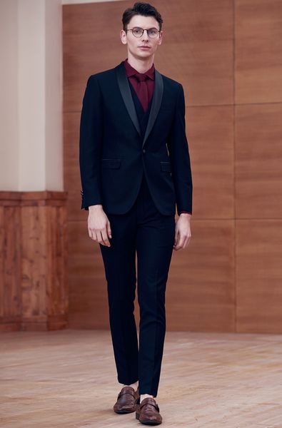 

men wedding suits three pieces black shawl lapel groom tuxedos groomsmen businessmen suit(jacket+ vest+pants), Black;gray