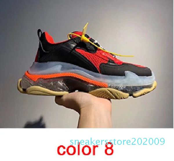 

тройной s sneaker неоновый зеленый мужчины дизайнерская обувь женщины с низким top шнуровка-up платформа обуви кожа mesh очистить подошва по, Black