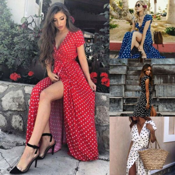 

new women wave point short sleeve ladies v neck stretch bodycon maxi dress, Black;gray