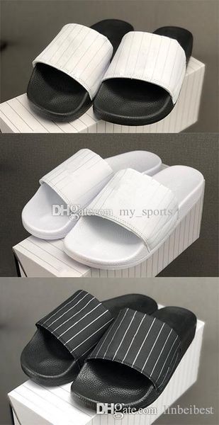 

baseball league 2019 casual sports slipper men women slide sandals flat flip flops flat shoe designer shoes lightweight foam sole, Black