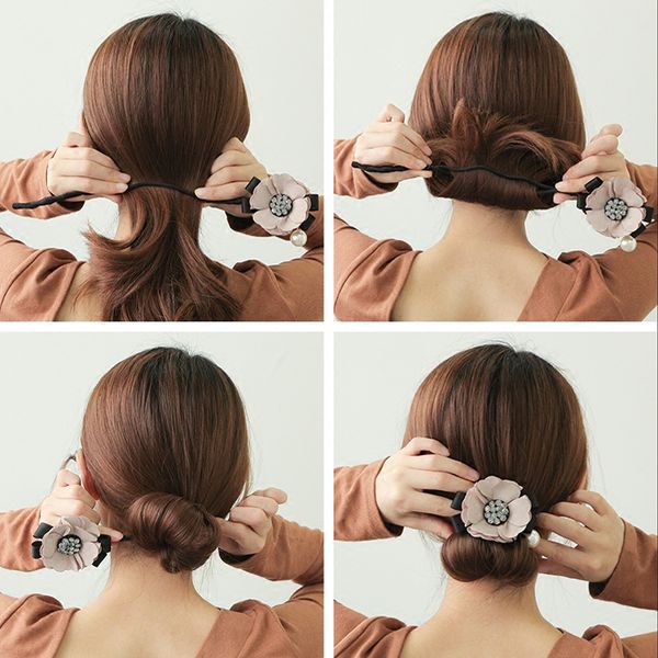 Elegant Women Fashion Diy Flower Crystal Styling Tools With Pearls