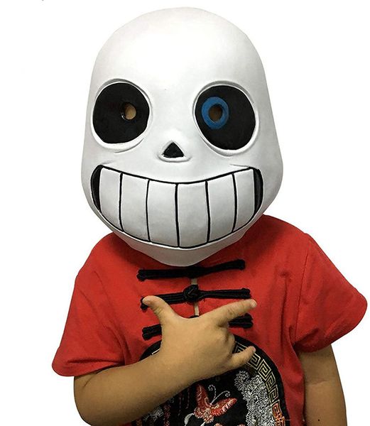 Sans Cosplay Lateks Maske Tam Kafa Hood Maskesi Cadılar Bayramı Çocuk Cosplay Kostüm Aksesuar Cadılar Bayramı Noel Sahne JK1909XB