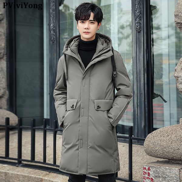 

pviviyong 2019 korea winter hooded white duck down jacket , fashion thicked warm parka men coat qt709/982, Black