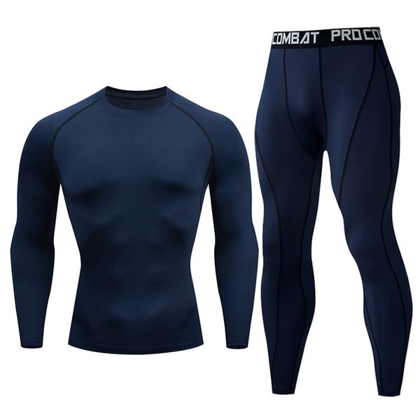 

brand new men's gyms suit quick dry sportswear men compression fitness tight sportswear set rashguard solid color men's sportswe, Gray
