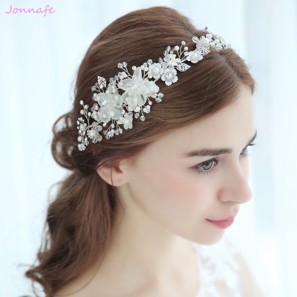 

ювелирное jonnafe очаровательная цветочные свадебные tiara свадебные аксессуары для волос оголовье серебро цвет женщины головной убор волос, White;golden