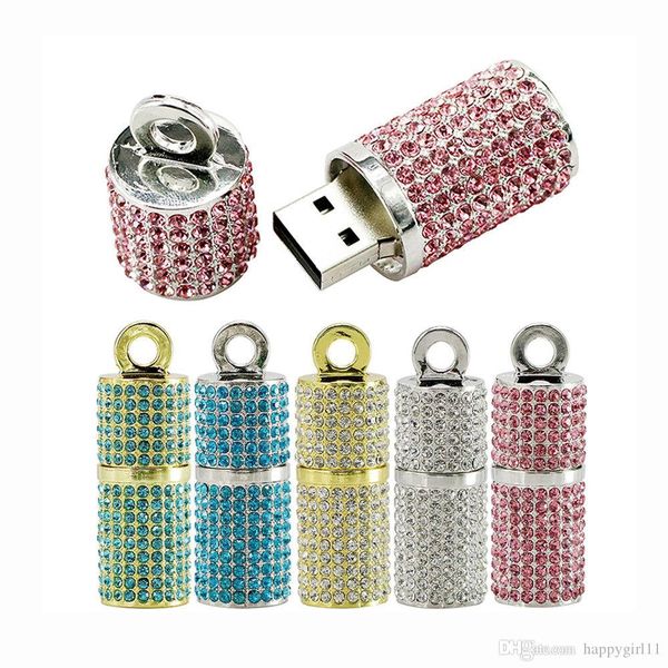 

factory price multi colours creative usb flash drive crystal cylindrical pendrive gift usb stick 8gb - 128gb u91