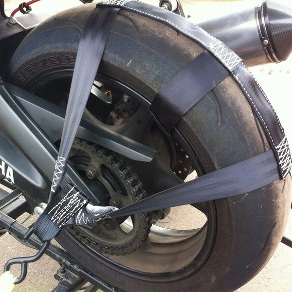 

secure motorbike transport strap tie-down rear wheel strong polyester webbing band td326