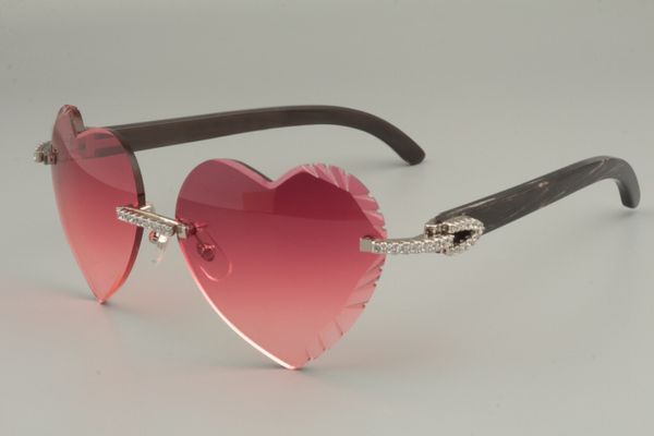 Ity unisex mann 622s herzförmig geschnitzte diamant natürliche gemischte / schwarze Blumenhorn Sonnenbrille 8300686-a Größe 58-18-140mm Frau Mann Mann