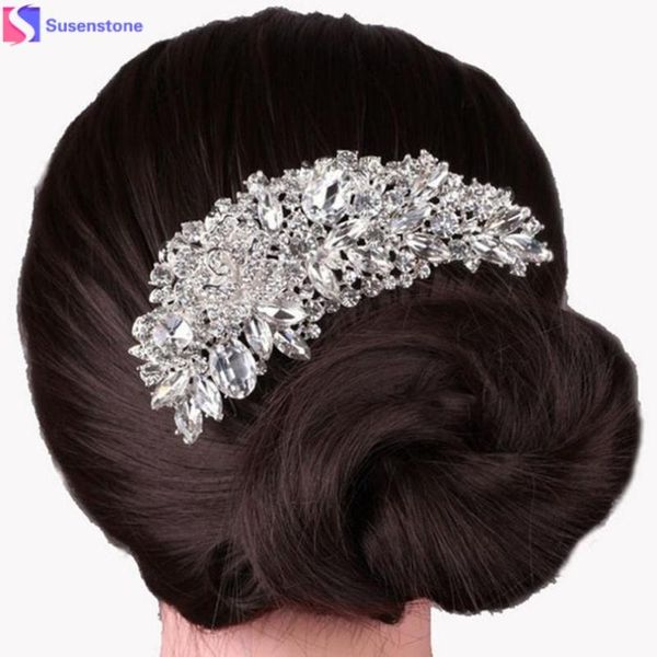 

susenstone boutique bridal wedding flower hair comb hair pins bridal accessories #5, Golden;white