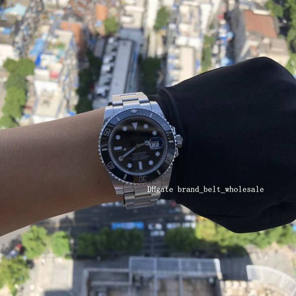 

40mm 116610 stainless steel submarine black index ceramic dial automatic men's watch 116610ln sapphire men's watch fashion noble, Slivery;brown