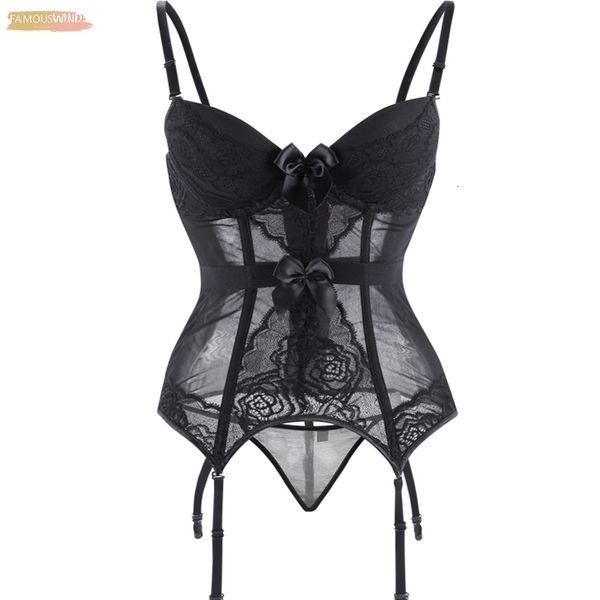 

adjustable straps lingerie women underwear transparent 944# lace bra corset padded bustier with suspenders size s-2xl, Black;white