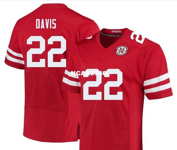 

women nebraska cornhuskers alex davis #22 ladies real full embroidery college football jersey size s-4xl or custom any name or number jersey, Black;red