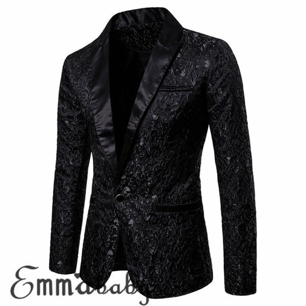 

vintage men floral printed suit jacquard suit coat casual slim formal one button blazer jacket casual slim fit coats, White;black