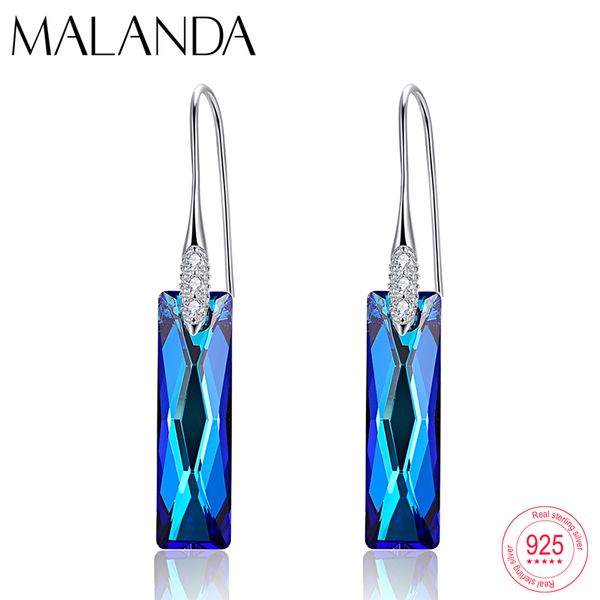 

crystals from swarovski queen baguette pendant drop earrings for women fashion sterling silver piercing dangle earrings jewelry