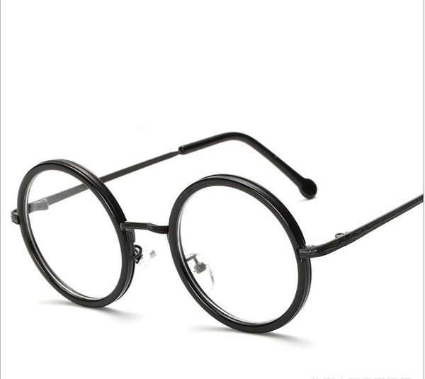 

round retro flat mirror ins metal myopia frame, White;black