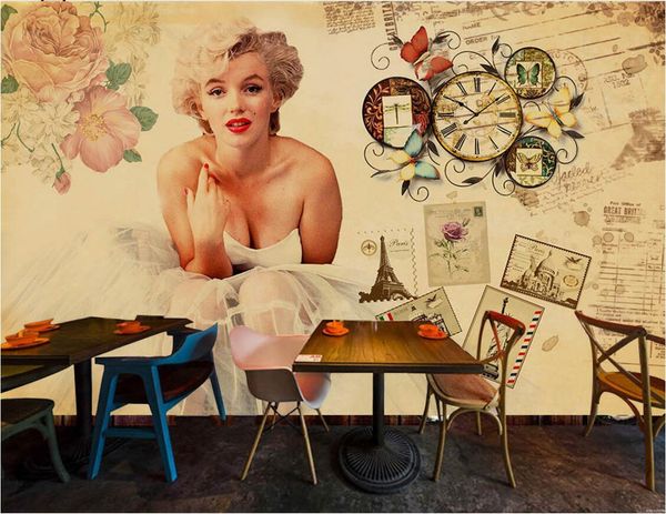 3d Wallpaper On The Wall Custom Photo Mural Retro Vintage Style Marilyn Monroe Home Decoration Living Room Wallpaper For Walls 3 D Wallpaper