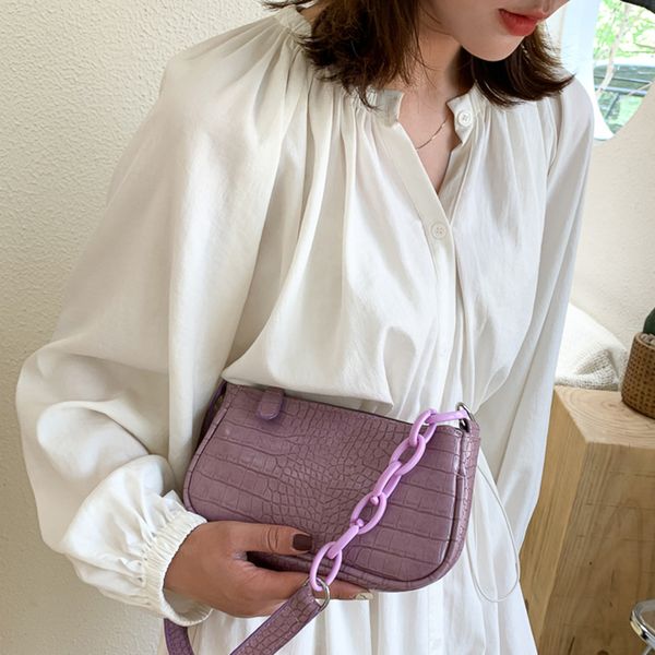 

women crocodile pattern handbag design retro metal round buckle handbags 2020 new shoulder bag underarm bag crossbody bags totes