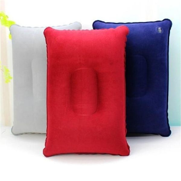 

travel pillow air cushion inflatable double sided flocking cushion camp beach car plane l head rest bed sleep pillow