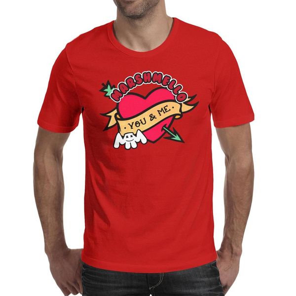 

marshmello ты и я красная мужская футболка печать винтажные футболки супергероя чемпион футболка повседневная, White;black