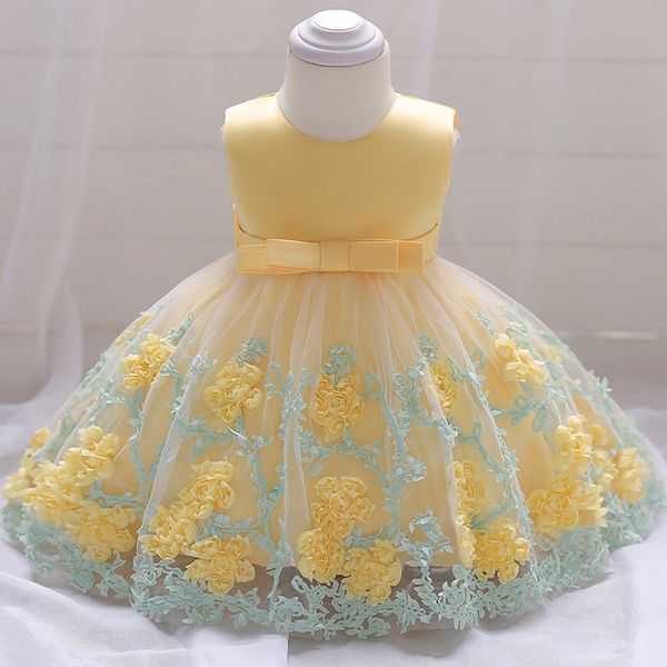 

toddler girls princess tutu dresses 2018 summer 1 2y children's flowers birthday christmas party costumes for baby girl clothing, Red;yellow