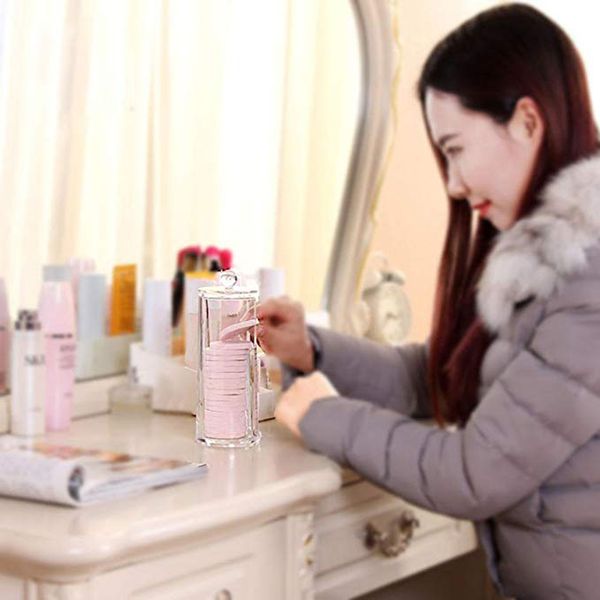 

two-in-one cosmetic storage box transparent cotton swab cotton pad organizer plastic box organizad orrangement home bathroom