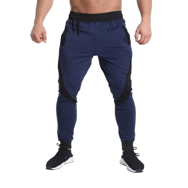 

2018 men's jogger pants cotton male bodybuilding fitness pants casual color matching trousers sweatpants for man, Black