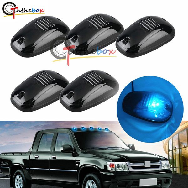 

gtinthebox 5pcs smoked lens ice blue led cab roof warning marker lights for car truck suv 4x4, running light set