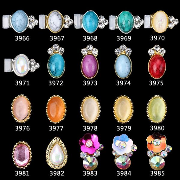 

10pcs new japanese fashion turquoise crack flower style nail jewelry rhinestone diy nail jewelry decoration, Silver;gold