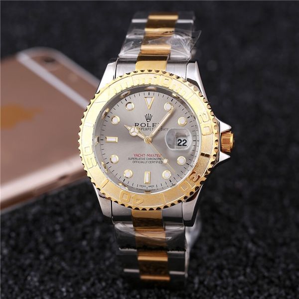 

2020 new men's luxury quartz movement calendar watch stainless steel luxury men's business fashion watch, Slivery;brown