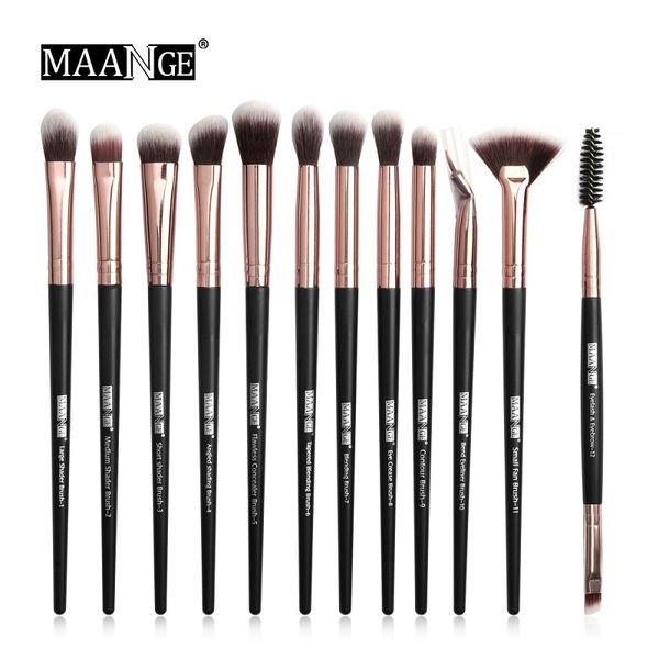 

maange makeup brushes set professional 12 pcs/lot makeup brush set eye shadow blending eyeliner eyelash eyebrow brush for makeup tool