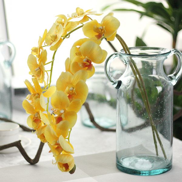 

1pcs 11 heads artificial latex butterfly orchid 72cm for wedding decoration phalaenopsis colorful real touch artificial flower