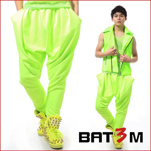 

27-44! одежда флуоресцентный серии галонам брюки европейского и американского модного мужского певца негабаритные платье производительности, Black