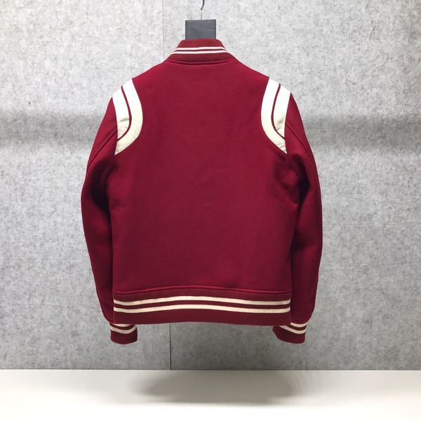 

falection 19fw paris teddy jacket paris fashion baseball jacket buttons up coat with leather parts, White;black