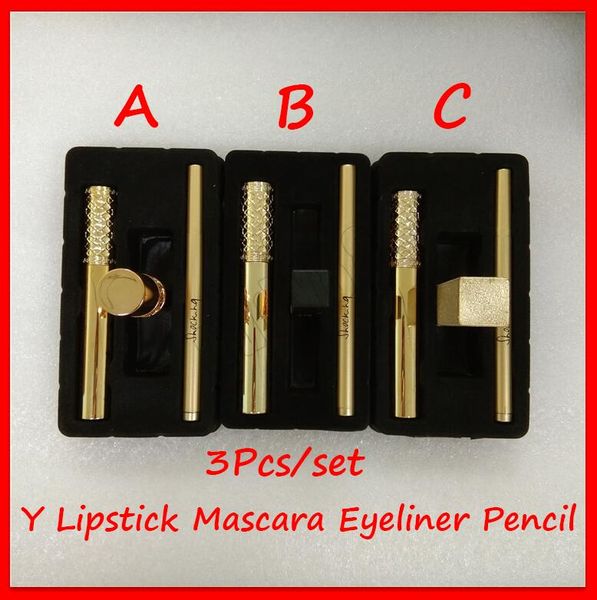 

lip eye makeup sets y matte lipstick black mascara eyeliner pencil 3 in 1 cosmetics kit 3pcs/set 3 styles