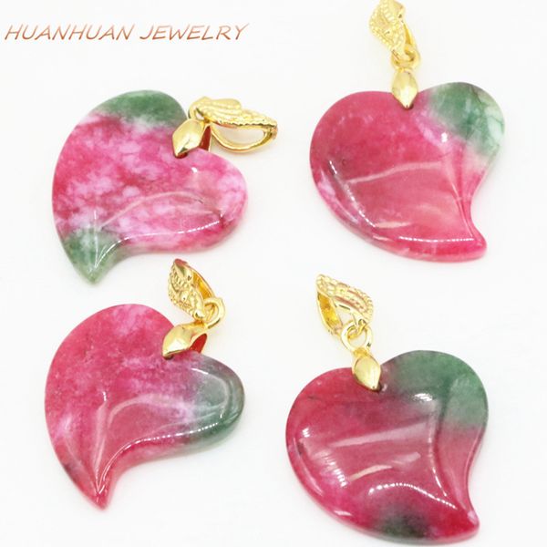 

multicolor red природный камень jades халцедон подвеска для женщин цепи ожерелье 22мм богемия стиль сердце подвески ювелирные изделия b3351, Silver