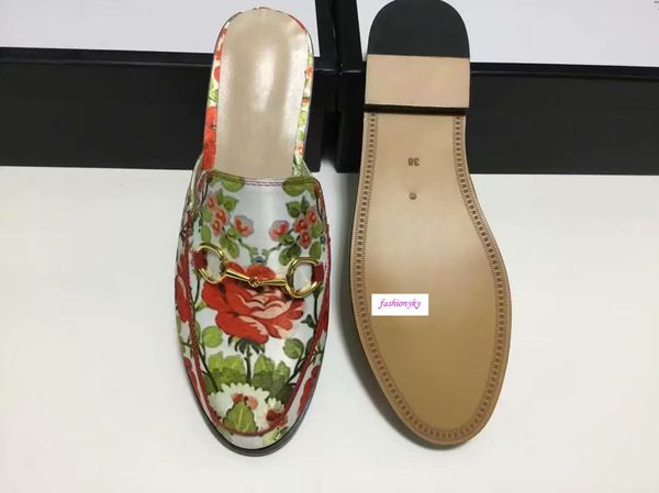 

sales luxury mules princetown designer classic slippery metal buckle beach slippers soft lazy shoes four seasons slippers36-45, Black