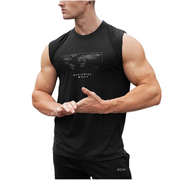 

2019 mens sleeveless cotton slim men fitness tank gym sport running vest training athletic clothing bodybuilding shirt, Black;blue