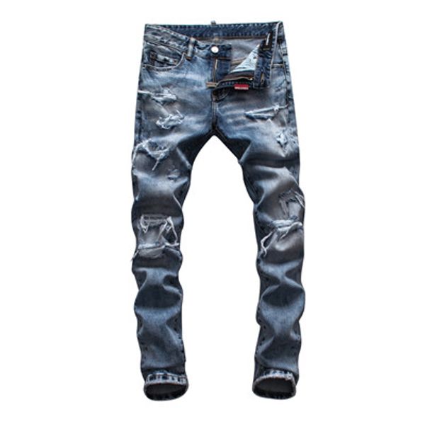 

new fashion jeans mens simple summer motorcycle biker lightweight jeans casual solid classic straight men jeans, Blue