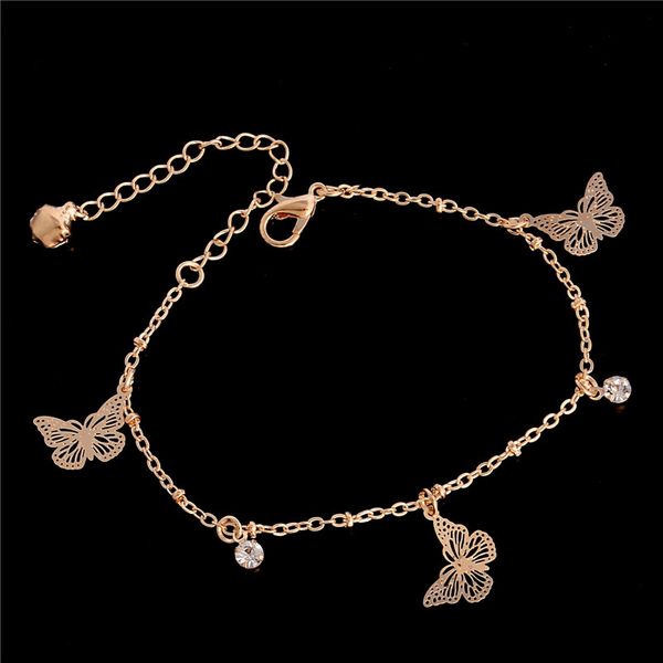 

shuangr new arrival butterfly charm anklet bracelet for women goldcolor bracelet on a leg fashion foot chian ankle love jewelry, Red;blue