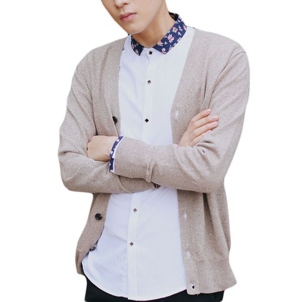 

new knitting men sweater cardigan boys clothing casual long sleeve v-neck cotton sweater male youth slim thin sweaters men coat, White;black