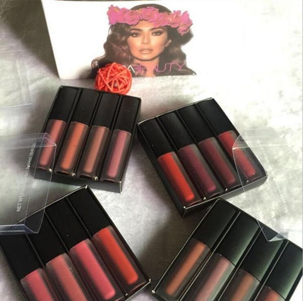 

lip gloss set liquid lipstick kit the red nude brown pink edition mini liquid matte lipstick 4pcs/set ( 4 x 1.9ml