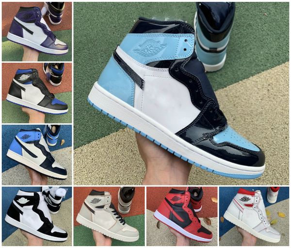 

new 1 high og basketball shoes 1s royal black toe pine green black court purple white unc patent men women stylist sneakers trainers