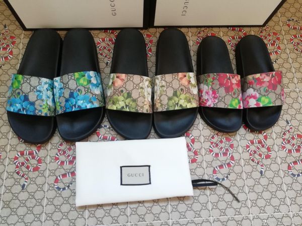 

2020 men and women sandals designer shoes luxury non-slip summer fashion wide sandals slippers slippers size 35-45 flower box, Black