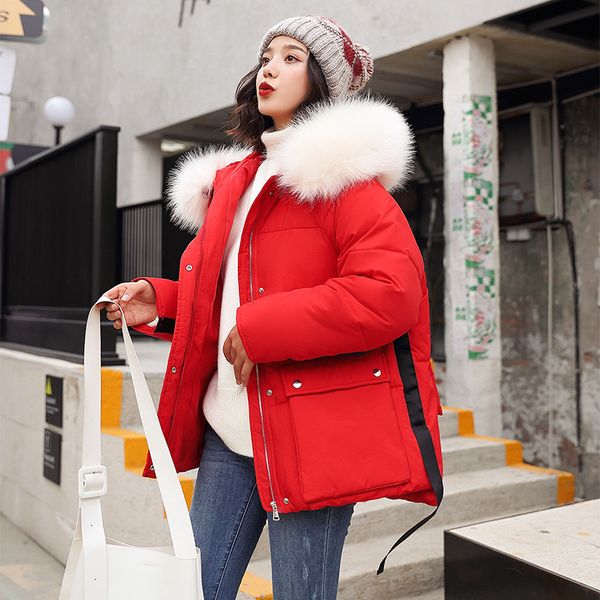 

celebrity style 2019 autumn new style street elegant korean-style women's wear hooded loose women's down jacket manufacturers wh, Black;white